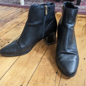 Calvin Klein Block Heel Boots with Gold Detail